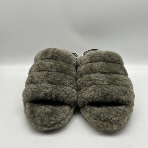 UGG Sandal Womens 9‎ Gray Fluff Yeah Slide Slingback Slippers - Picture 1 of 12